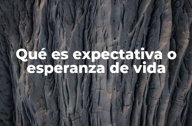 Qué es Expectativa o Esperanza de Vida