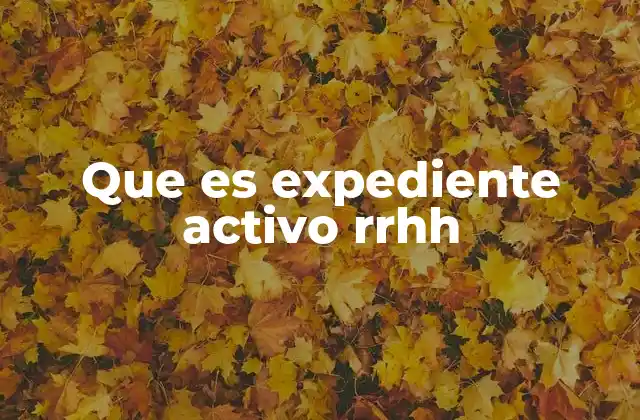 Que es Expediente Activo Rrhh