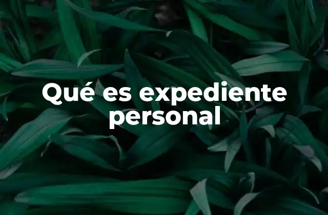 Qué es Expediente Personal