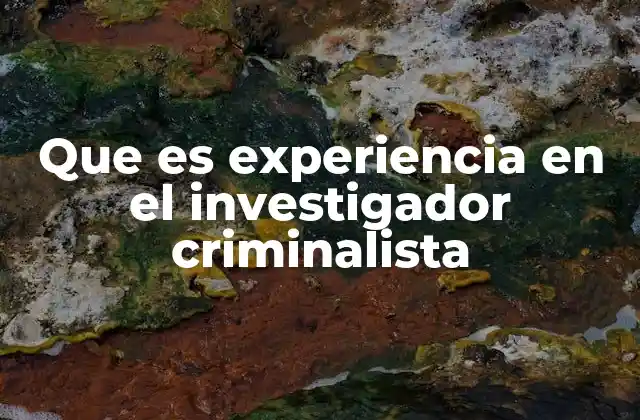 Que es Experiencia en el Investigador Criminalista