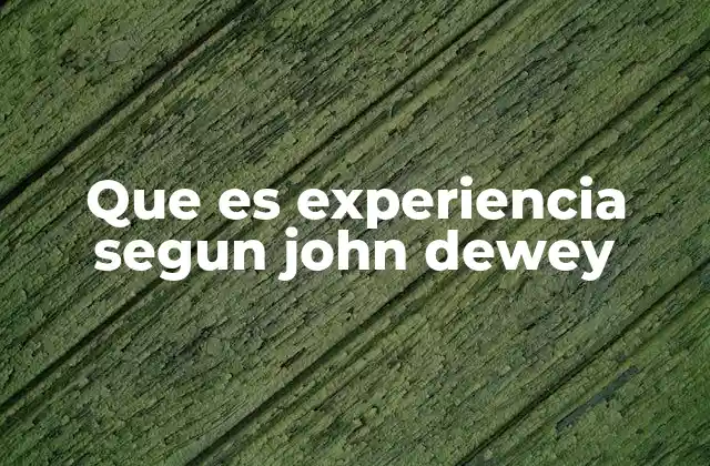 Que es Experiencia Segun John Dewey