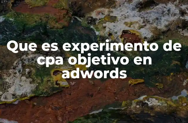 Que es Experimento de Cpa Objetivo en Adwords