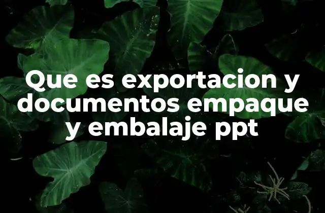 Que es Exportacion y Documentos Empaque y Embalaje Ppt