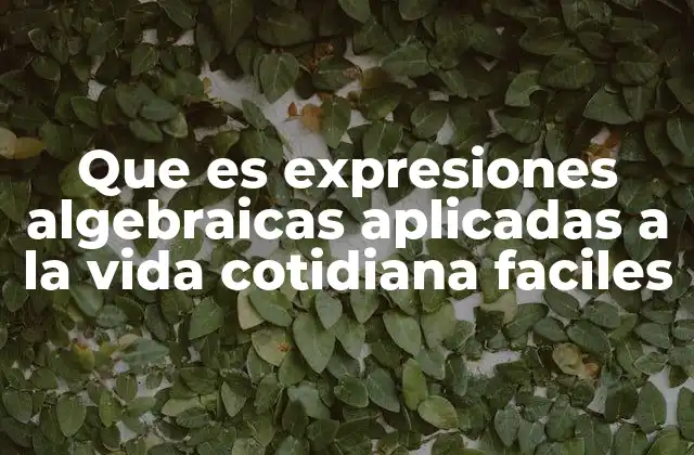 Que es Expresiones Algebraicas Aplicadas a la Vida Cotidiana Faciles