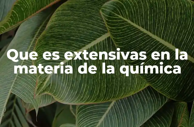 Que es Extensivas en la Materia de la Química