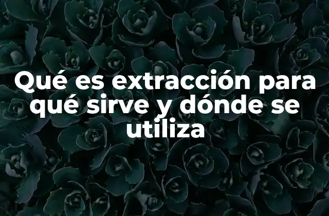 Qué es Extracción para Qué Sirve y Dónde Se Utiliza
