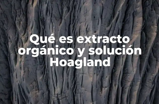 Qué es Extracto Orgánico y Solución Hoagland