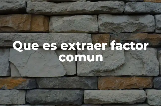 Que es Extraer Factor Comun