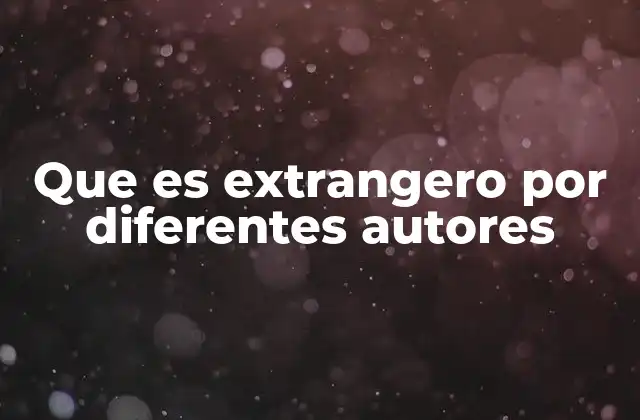 Que es Extrangero por Diferentes Autores