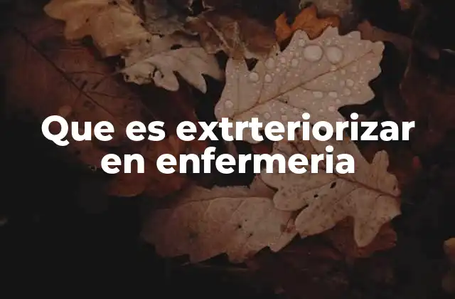 Que es Extrteriorizar en Enfermeria