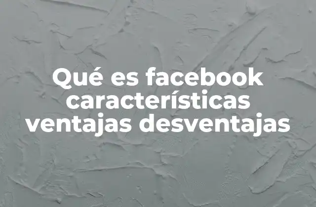 Qué es Facebook Características Ventajas Desventajas