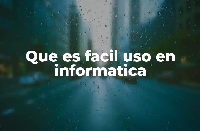 Que es Facil Uso en Informatica