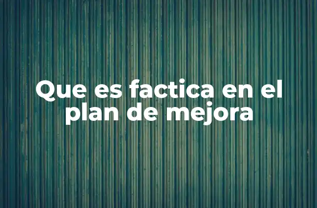 Que es Factica en el Plan de Mejora