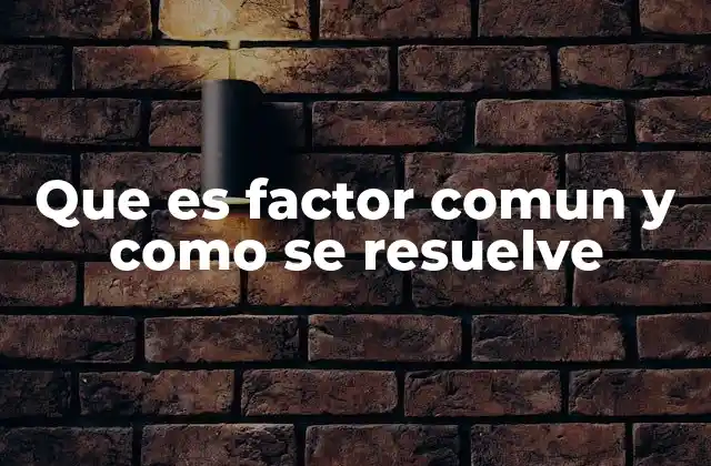 Que es Factor Comun y como Se Resuelve