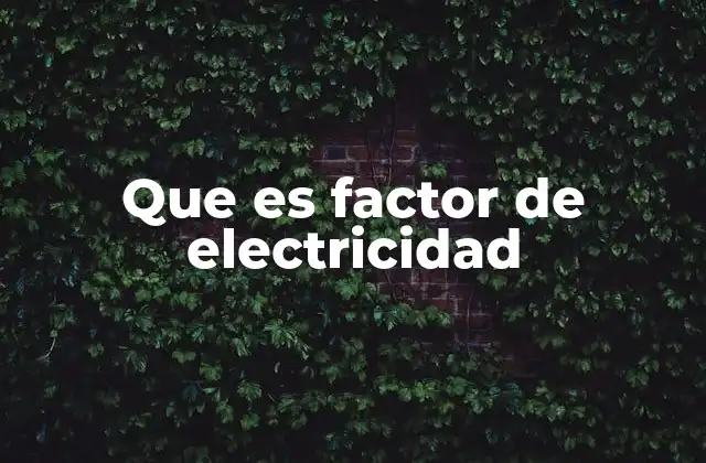Que es Factor de Electricidad