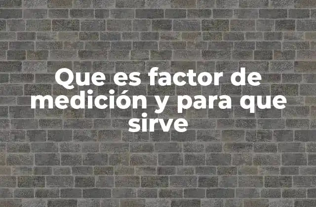 Que es Factor de Medición y para que Sirve