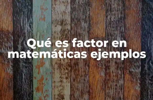 Factores como herramienta para la descomposición numérica