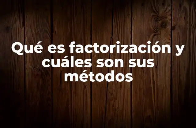 Qué es Factorización y Cuáles Son Sus Métodos