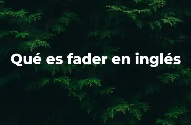 Qué es Fader en Inglés