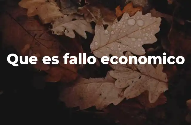 Que es Fallo Economico 2 Causas principales que generan un fallo económico