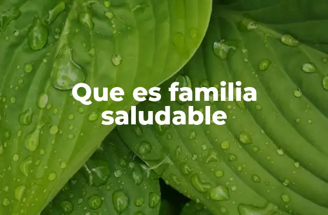 Que es Familia Saludable