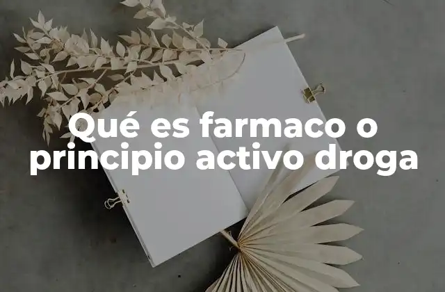 Qué es Farmaco o Principio Activo Droga