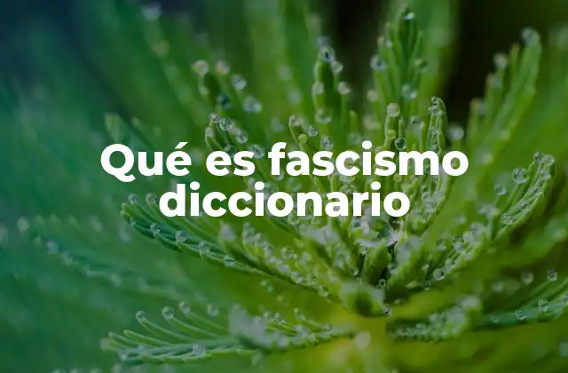 Qué es Fascismo Diccionario