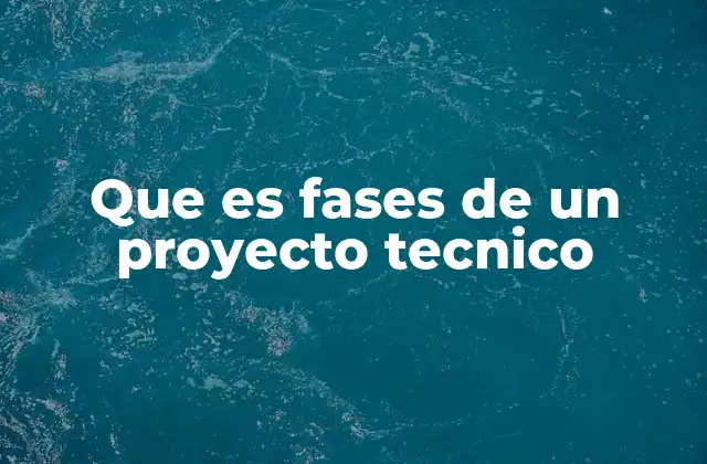Que es Fases de un Proyecto Tecnico