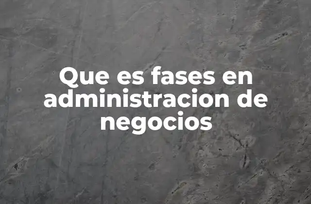 Importancia de las fases en la gestión empresarial