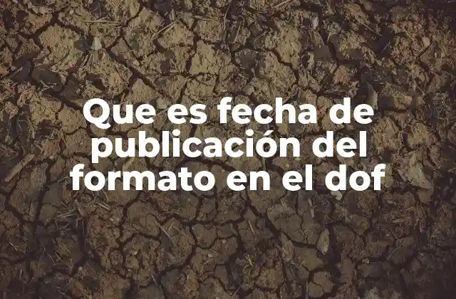 Que es Fecha de Publicación Del Formato en el Dof