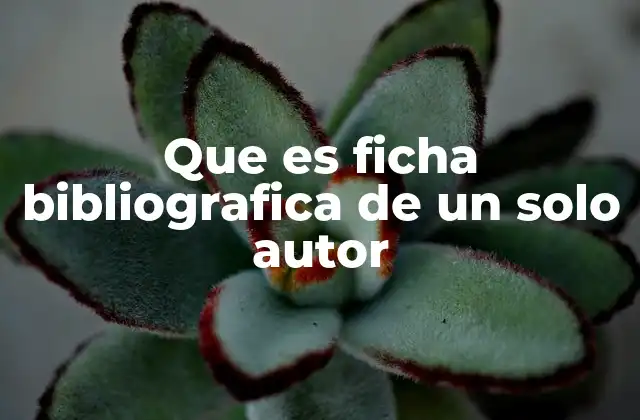 Que es Ficha Bibliografica de un Solo Autor