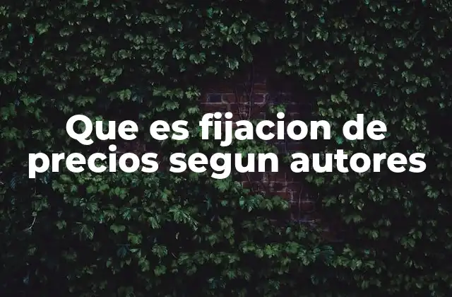 Que es Fijacion de Precios Segun Autores