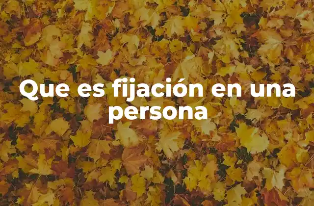 Que es Fijación en una Persona