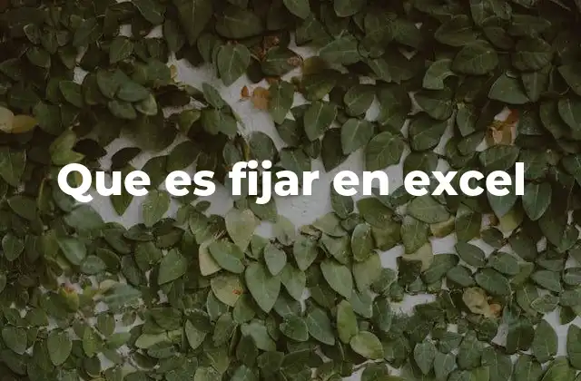 Que es Fijar en Excel