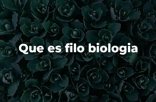 Que es Filo Biologia