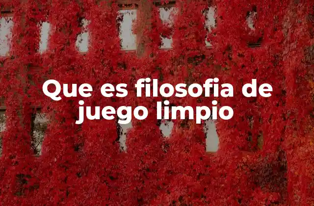 Que es Filosofia de Juego Limpio