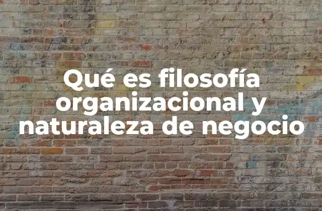 Qué es Filosofía Organizacional y Naturaleza de Negocio
