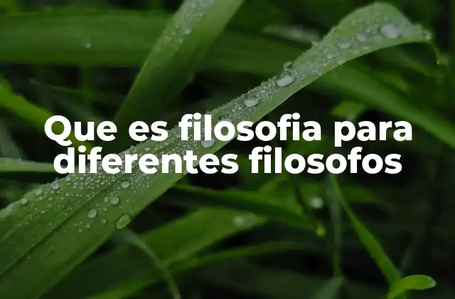 Que es Filosofia para Diferentes Filosofos