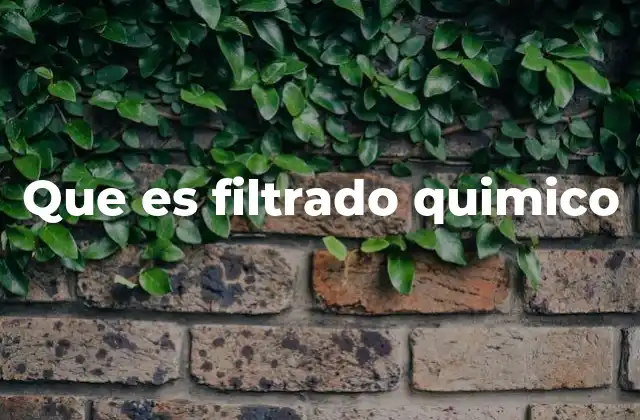 Que es Filtrado Quimico