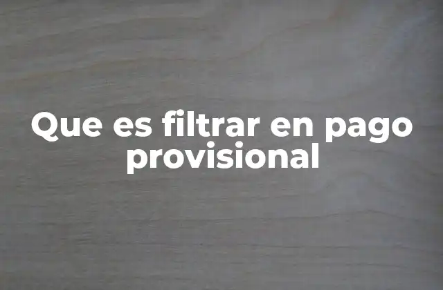 Que es Filtrar en Pago Provisional
