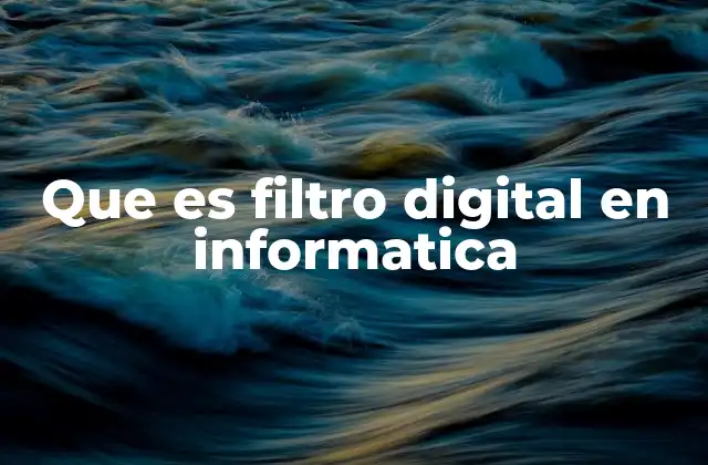 Que es Filtro Digital en Informatica