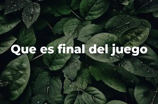 Que es Final Del Juego