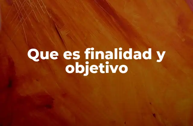 Que es Finalidad y Objetivo