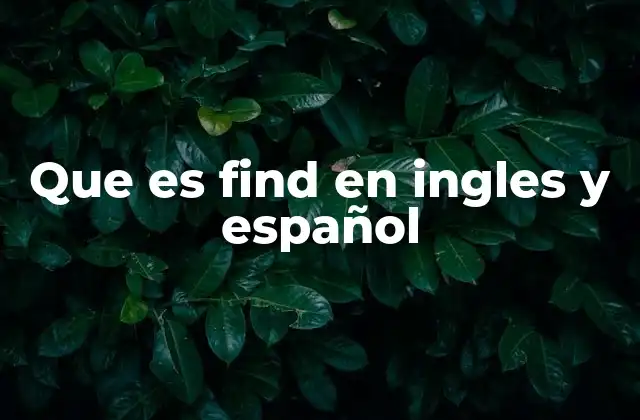 Que es Find en Ingles y Español