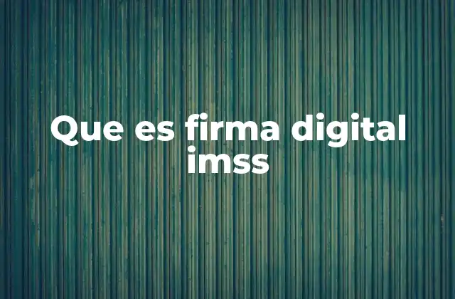 Que es Firma Digital Imss