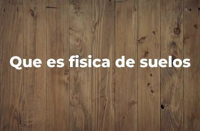 Que es Fisica de Suelos