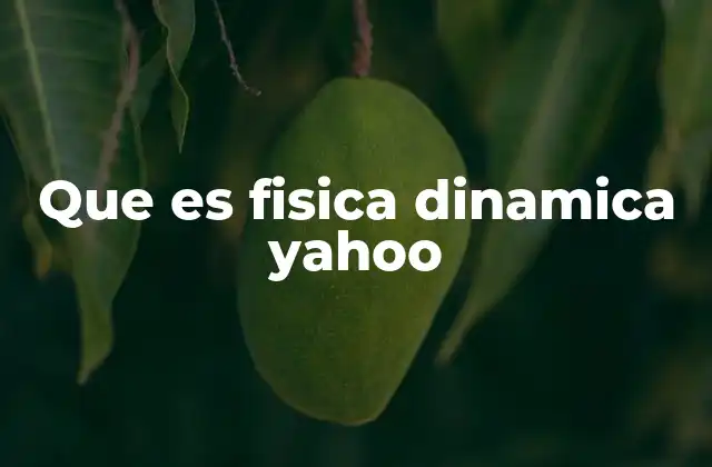 Que es Fisica Dinamica Yahoo