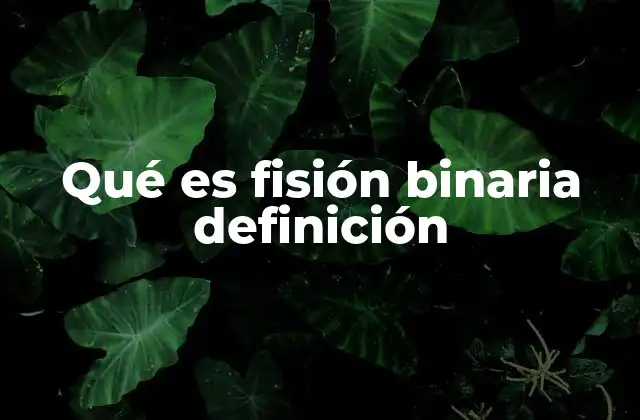 Qué es Fisión Binaria Definición