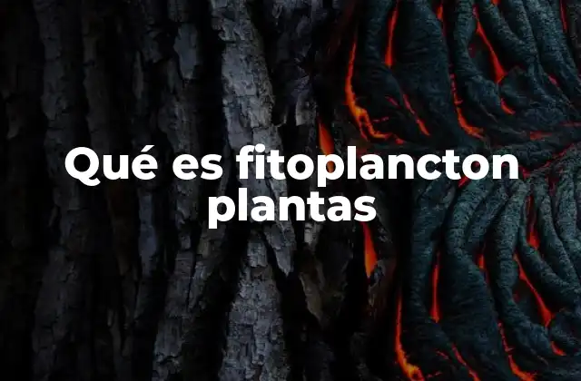Qué es Fitoplancton Plantas