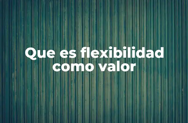 Que es Flexibilidad como Valor